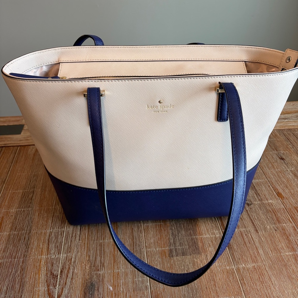Kate Spade Navy and Cream Tote and Wallet Set - Picture 2 of 16